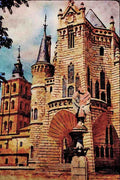 776098 Palacio De Gaudi And Cathedral, Astorga, Castilla Y Leon, Spain A4 Limited Edition Watercolour Print