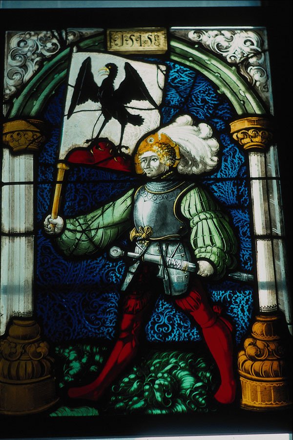 777009 Stained Glass Window In Cathedral In Brussels, Belgium A4 Photo Print