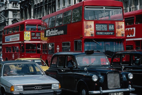779051 Traffic, Cars And Double Decker Buses, London, England A4 Photo Print