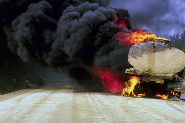 780050 Tanker Truck, On Fire A4 Photo Print