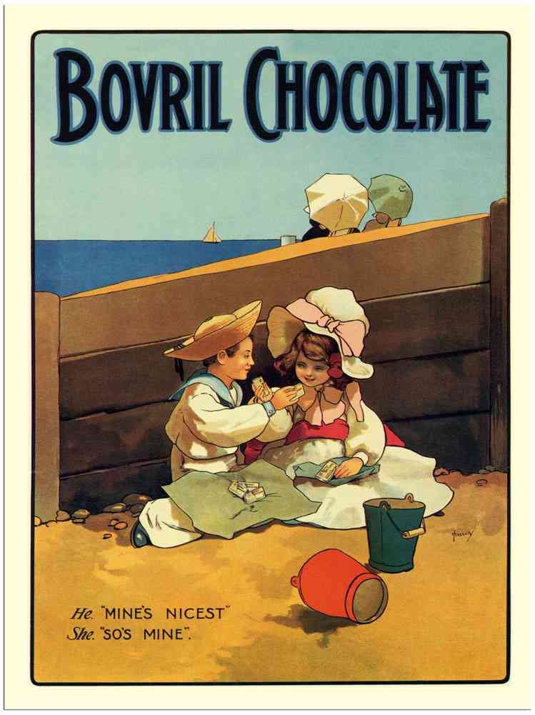 781 Bovril Chocolate Beach John Hassal 1 1910S Vintage Advert A4 Photo Print
