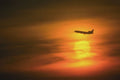 781023 Passenger Jet At Sunset, On Route To Frankfurt, Germany A4 Photo Print