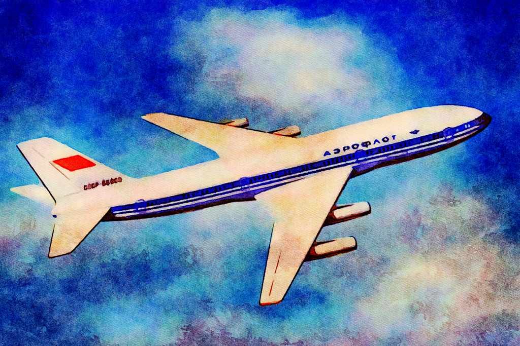 781030 Ilushin 86 Airbus, Russia A4 Limited Edition Watercolour Print