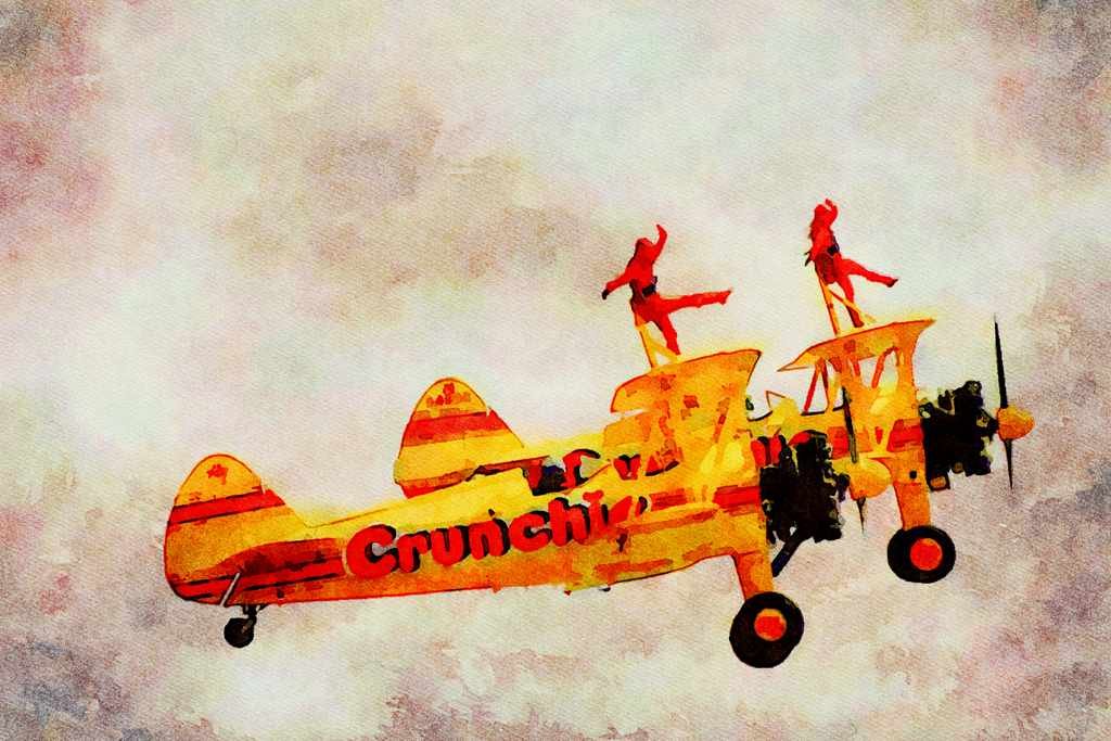 781033 Walking On The Wing Of A Boeing Stearmans A4 Limited Edition Watercolour Print