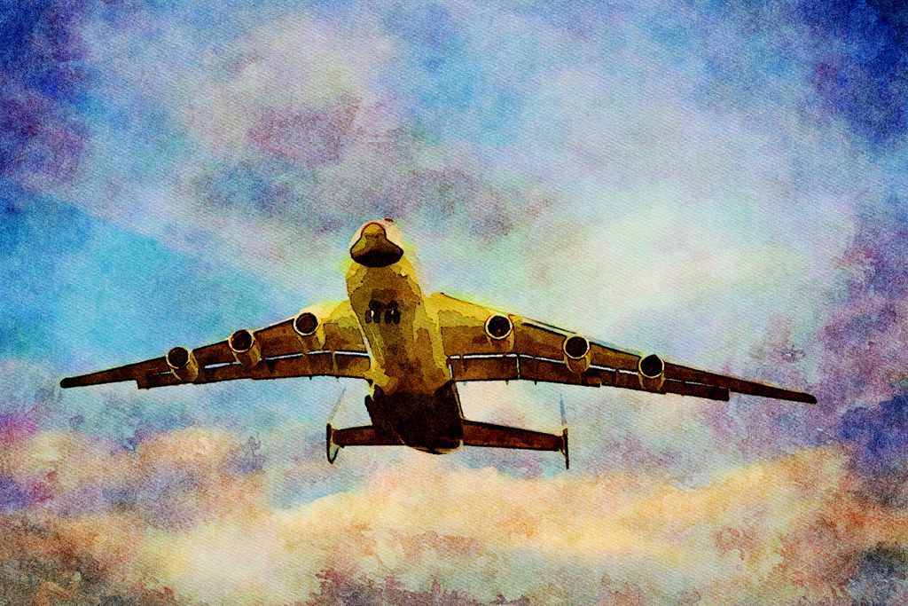 781034 Russian AN 225, Transport Plane A4 Limited Edition Watercolour Print