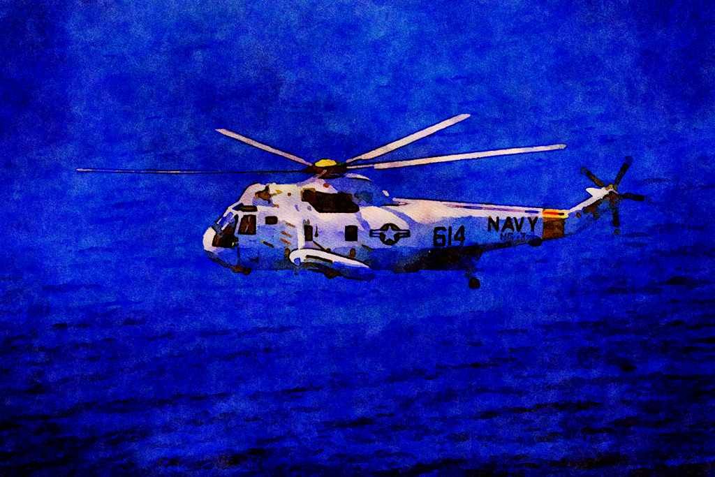 781043 Sea King SH 3H A4 Limited Edition Watercolour Print