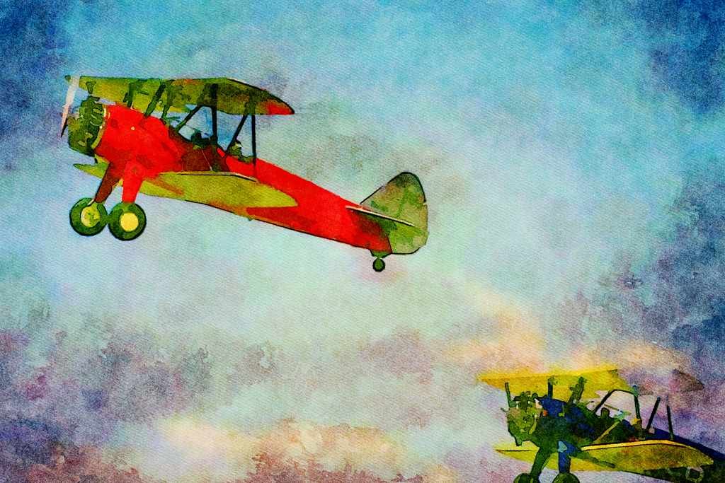 781049 Biplanes A4 Limited Edition Watercolour Print