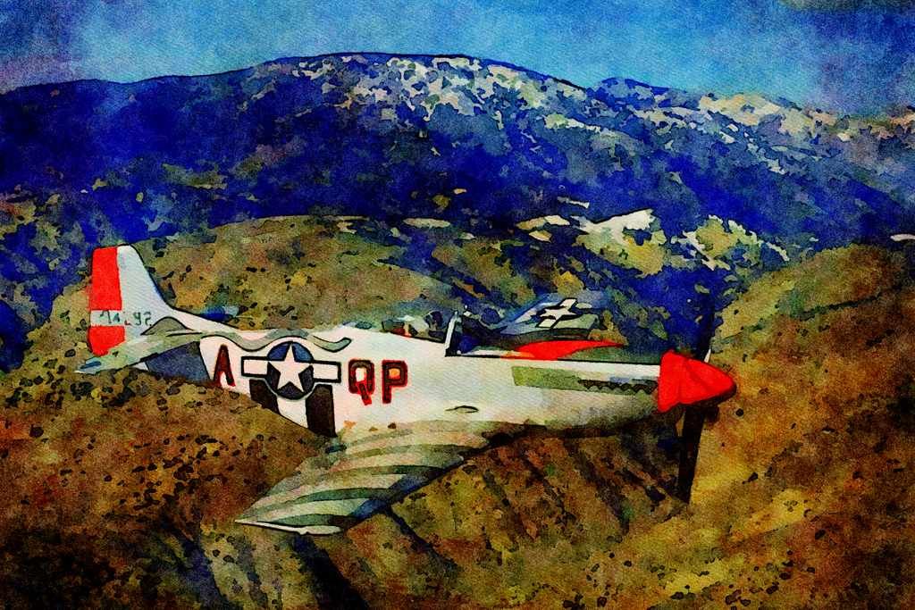 781058 _Mustang_ P 51 A4 Limited Edition Watercolour Print