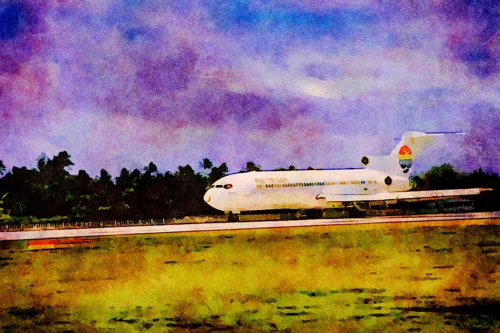781065 Polynesian Airlines, Rarotonga, Cook Islands A4 Limited Edition Watercolour Print