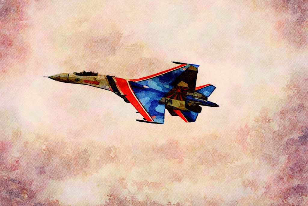781072 Sukhoi Su 27 Fighter_interceptor Russian Air Force A4 Limited Edition Watercolour Print