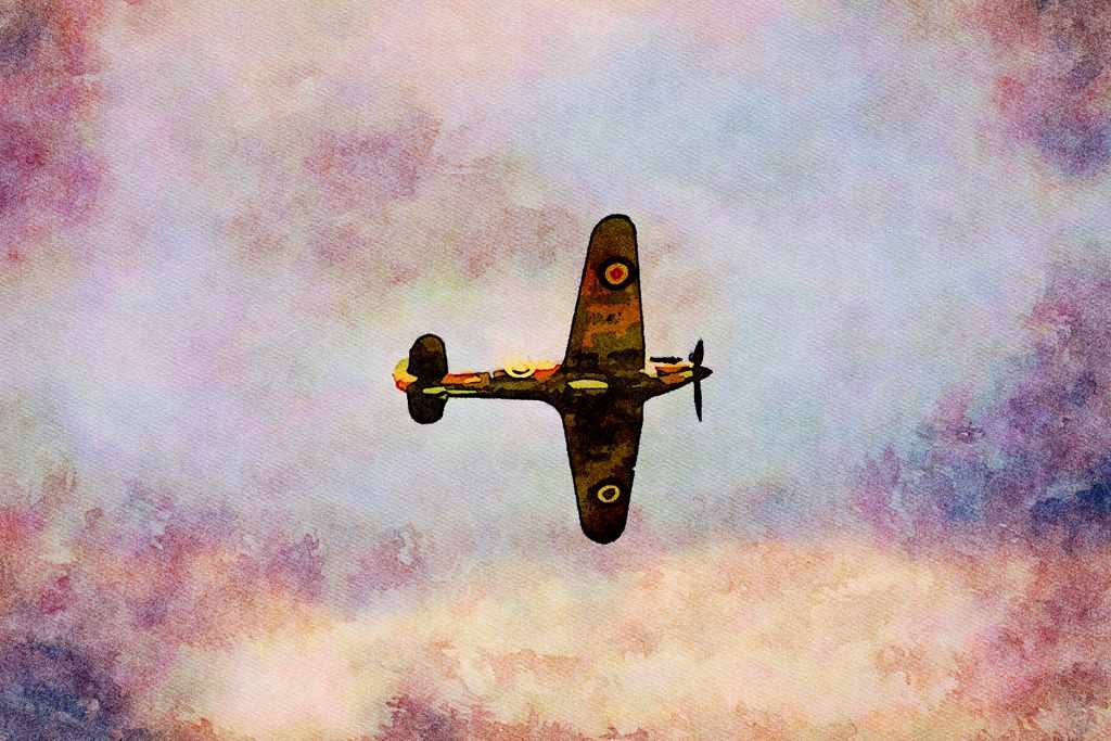 781092 Spitfire, Woodford Air Show 1990, England A4 Limited Edition Watercolour Print