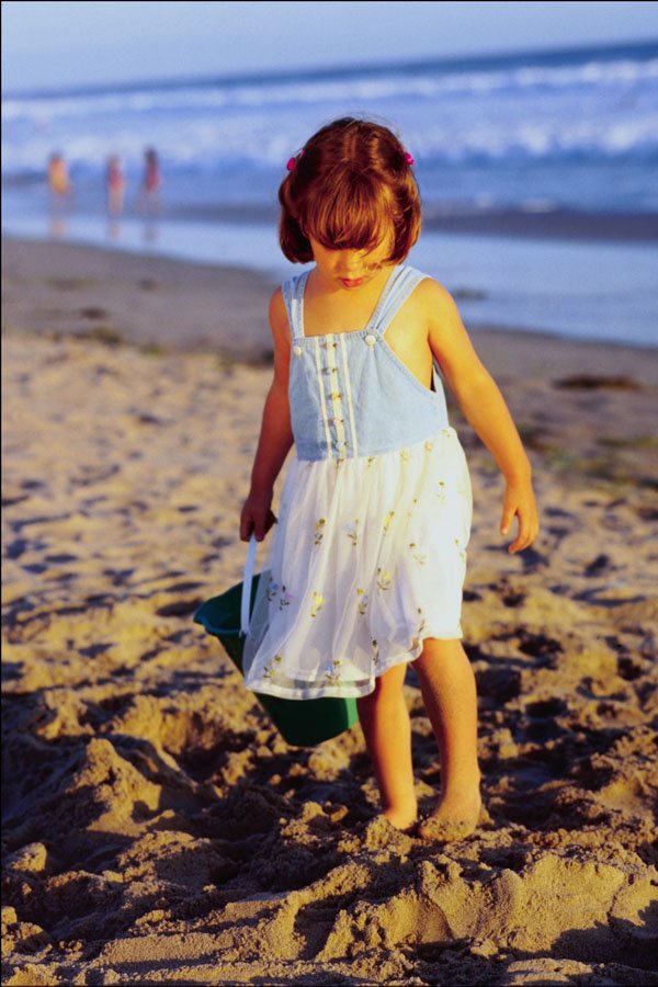 782017 Five year old Girl Walking On Beach, Santa Monica, California, U.S.A. A4 Photo Print