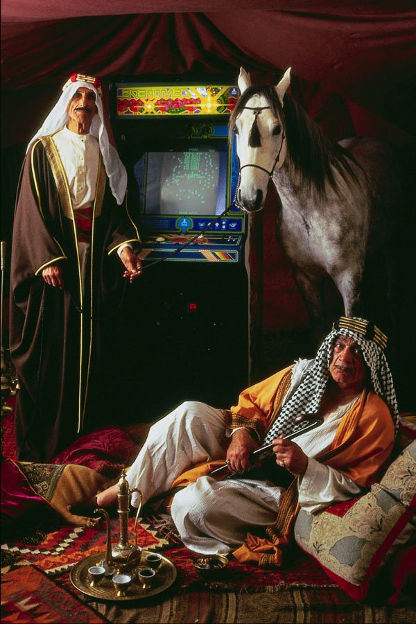 782094 Arabs With Horse And Game Machine A4 Photo Print