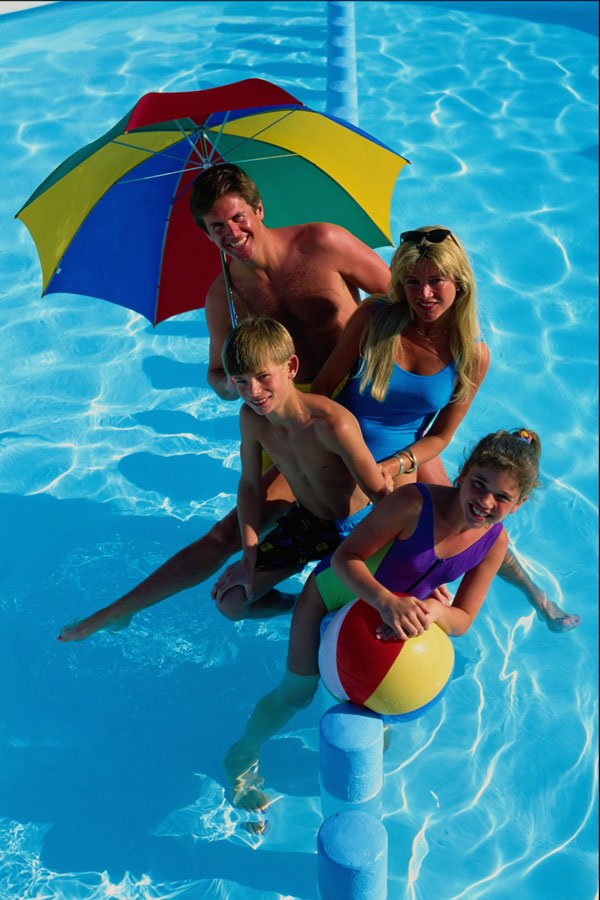 783001 Family In Pool, Lanzarote, Spain A4 Photo Print