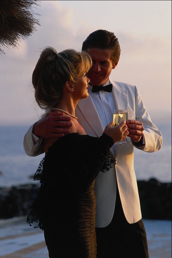 783005 Couple Drinking Champagne At Sunset, Lanzarote, Spain A4 Photo Print