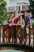 783020 Family On Bridge Over Pool, Lanzarote, Spain A4 Photo Print