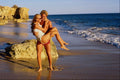 783022 Couple On Beach, Algarve, Portugal A4 Photo Print