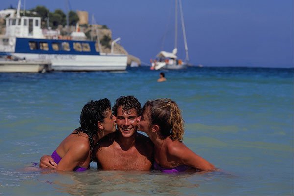 783024 One Guy And Two Girls, Mallorca, Spain A4 Photo Print