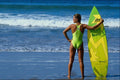 783057 Woman And Surfboard A4 Photo Print
