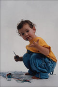 783096 Two year old Girl, Playing With Paint A4 Photo Print