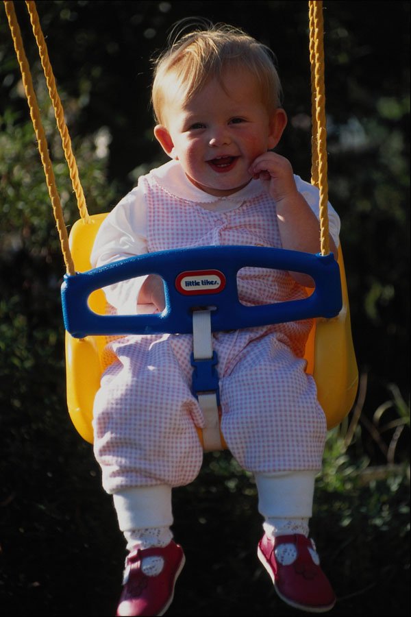 784007 One year old Girl, Swinging A4 Photo Print
