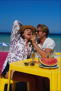 784013 Couple On Beach Eating Watermelon A4 Photo Print