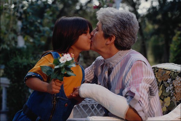 784049 Little Girl And Grandmother, Broken Arm A4 Photo Print