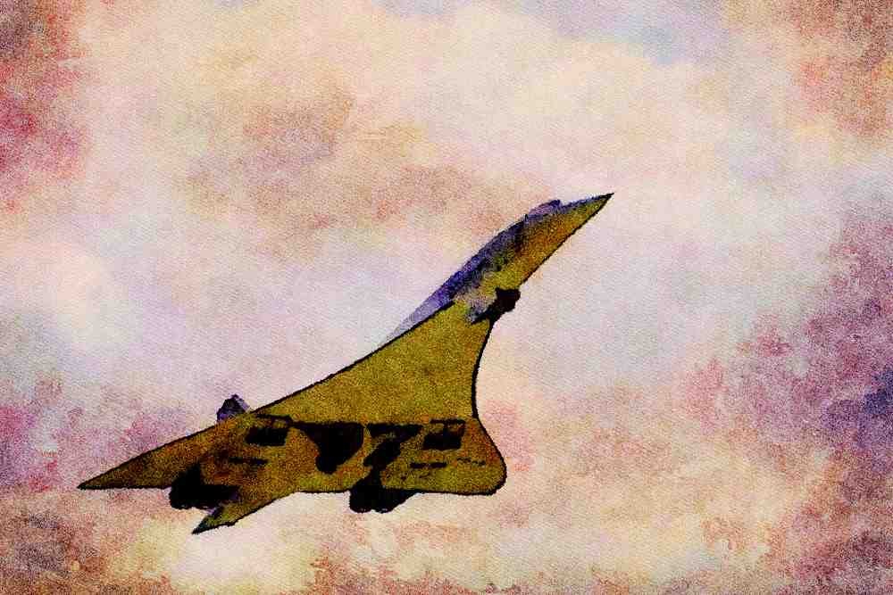 786017 British Airways Concorde, Taking Off At Heathrow Airport, England A4 Limited Edition Watercolour Print