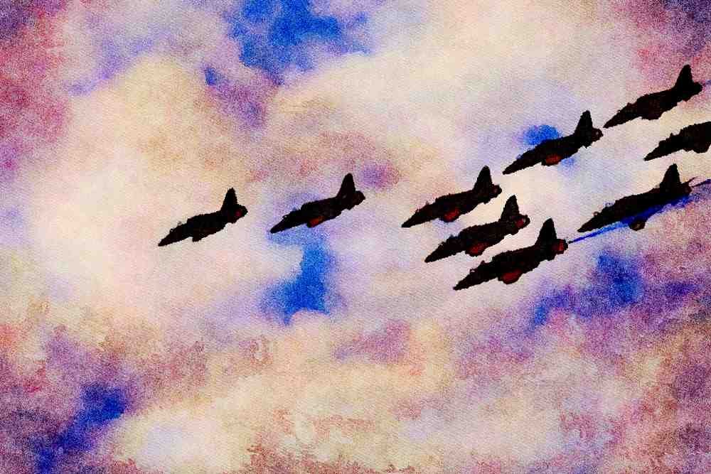 786024 BAe Hawk Concorde, Formation A4 Limited Edition Watercolour Print