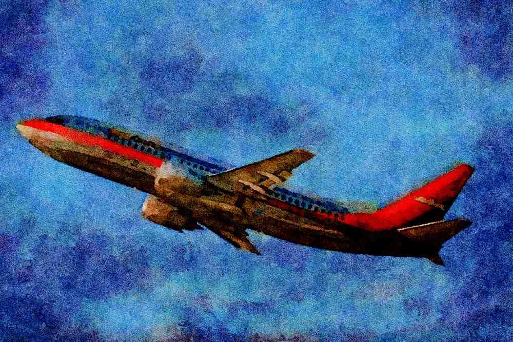 786047 US Air 737 A4 Limited Edition Watercolour Print