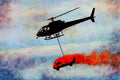 786053 Helicopter Transporting Burning Vehicle A4 Limited Edition Watercolour Print