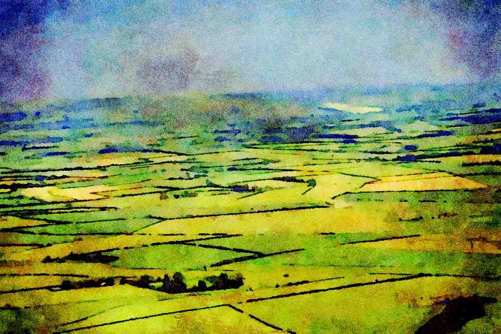 786055 Glider Over East Sussex Downland A4 Limited Edition Watercolour Print