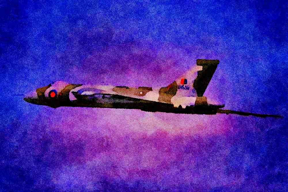 786074 Vulcan Display Flight At Boscombe Down, Wilts, Wilts, U.K. A4 Limited Edition Watercolour Print