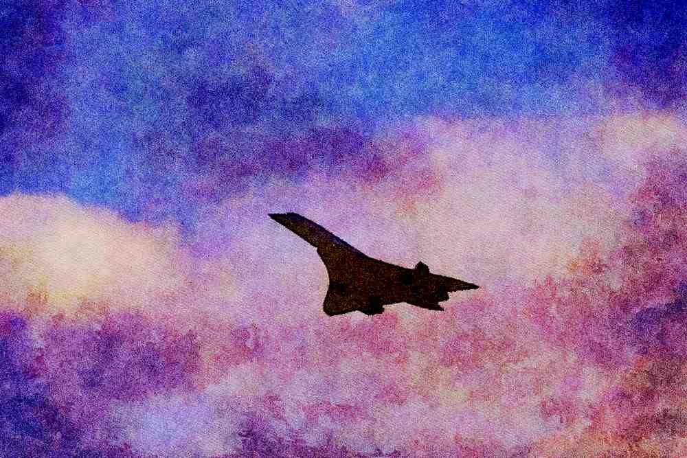 786081 British Aerospace_Aerospatiale Concorde In Flight, Southsea, U.K. A4 Limited Edition Watercolour Print