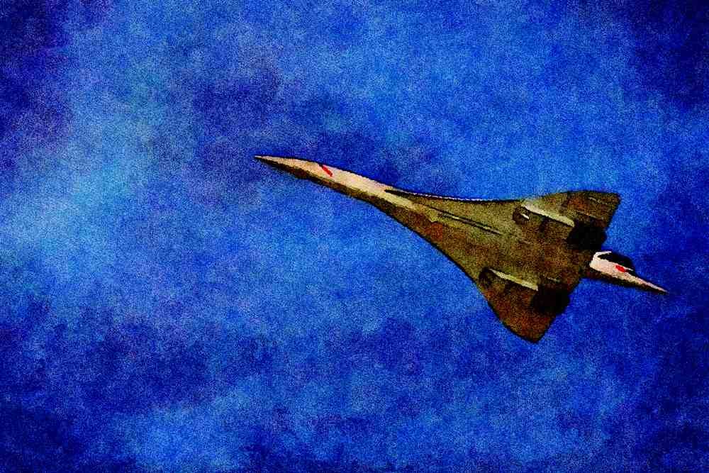786082 British Aerospace_Aerospatiale Concorde In Flight, Hants, U.K. A4 Limited Edition Watercolour Print