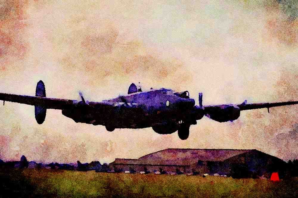 786093 Modified Shakleton Bomber Coming In To Land A4 Limited Edition Watercolour Print