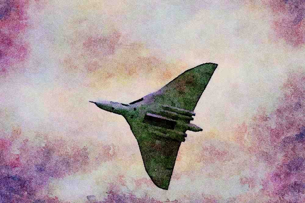 786094 Underside Of Vulcan Bomber, With Bomb Doors Open A4 Limited Edition Watercolour Print