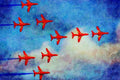 786096 Underside Of Red Arrows Flying In Close Formation, With Smoke A4 Limited Edition Watercolour Print