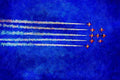 786097 Red Arrows Flying In Arrowhead Formation With Smoke Trails A4 Limited Edition Watercolour Print