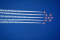 786097 Red Arrows Flying In Arrowhead Formation With Smoke Trails A4 Photo Print