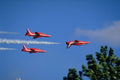 786099 Three Red Arrows, Inverted Flying Over Tree Tops A4 Photo Print
