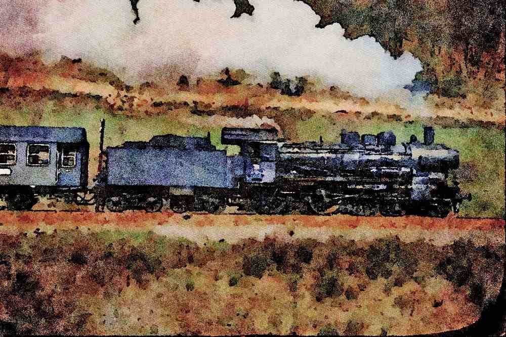 788022 No. 038, 553 4 On Hausach To Freudenstadt Train, Germany A4 Limited Edition Watercolour Print