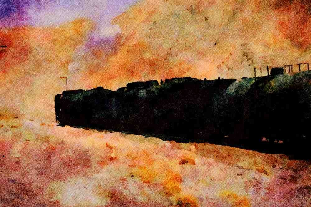 788031 Gansu Train A4 Limited Edition Watercolour Print