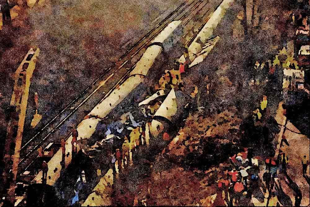 788033 Clapham Rail Disaster, England A4 Limited Edition Watercolour Print
