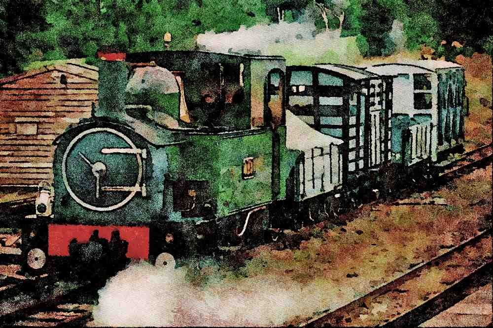 788035 Welshpool And Llanfair Light Railway, The Countess In Green A4 Limited Edition Watercolour Print