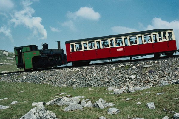 788041 The Snowdon Mountain Railway, No. 8 Eryri, With A Passenger Train A4 Photo Print