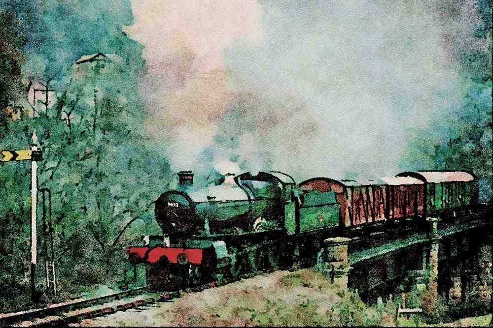 788049 Llangullen Steam Railway, Foxcote Manor 7822 A4 Limited Edition Watercolour Print
