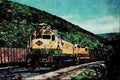 788056 Reading Alco No. 5308 With EMD GP 35 5313 On AM & N Coal Train A4 Limited Edition Watercolour Print