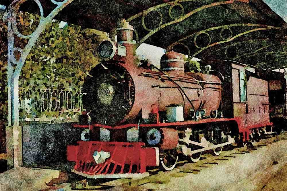 788081 National Railway Museum, Delhi, India A4 Limited Edition Watercolour Print