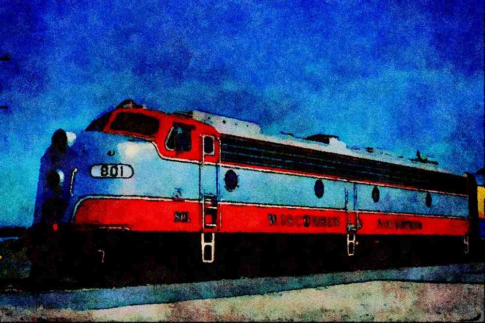 788084 Wisconson And Southern EME E 8a No. 801 A4 Limited Edition Watercolour Print